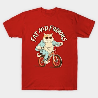 Fat and Furious - Fat Cat Riding a Bike T-Shirt